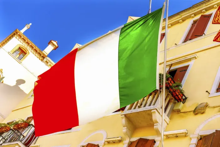 Framed Print : Red, white and green Italian flag, Venice, Italy Framed Print : Red, white and green Italian flag, Venice, Italy