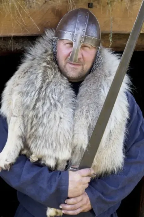 Framed Print : Reenactor as sword-wielding Viking Erik the Red, the father of Leif Eriksson Framed Print : Reenactor as sword-wielding Viking Erik the Red, the father of Leif Eriksson
