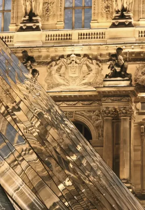 Framed Print : Reflection in the Pyramide du Louvre, Paris, France Framed Print : Reflection in the Pyramide du Louvre, Paris, France