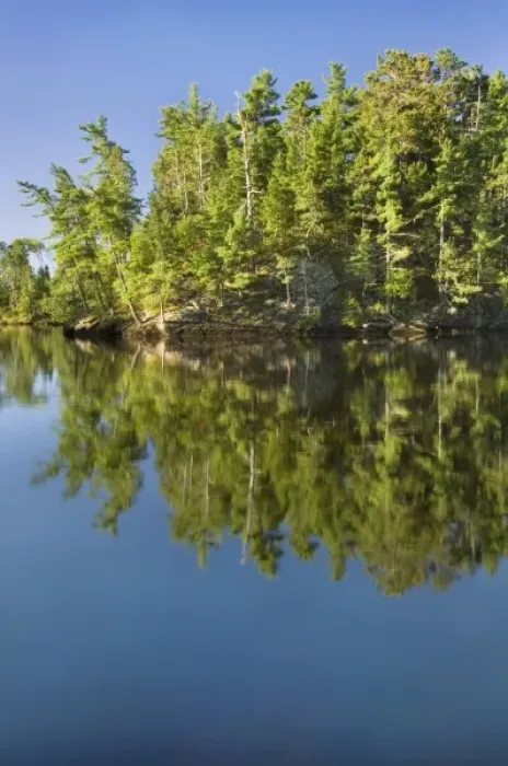 Framed Print : Reflections in the Namakan Narrows, Namakan Lake, Voyageurs National Park, Minnesota, USA