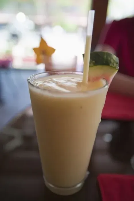 Framed Print : A refreshing fruit smoothie in a Costa Rican restaurant. Liberia, Costa Rica