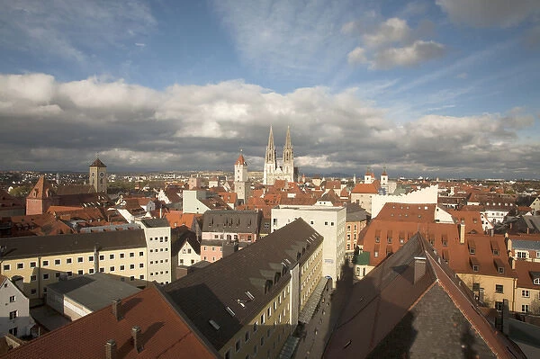 REGENSBURG18309-2012-BARTRUFF. CR2 - Roof top view of Old Town Regensburg, Germany