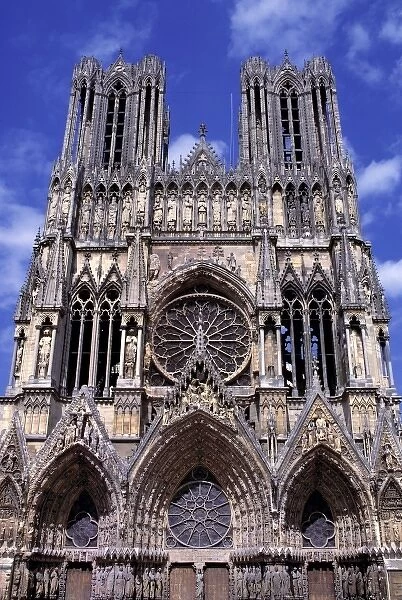 Reims Cathedral, a World Heritage Site, in Marne Department, France, is the traditional