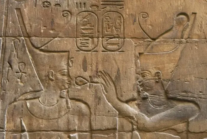 Framed Print : Relief depicting Egyptian divinity giving the Ankh to a pharaoh. Temple of Luxor. Egypt Framed Print : Relief depicting Egyptian divinity giving the Ankh to a pharaoh. Temple of Luxor. Egypt