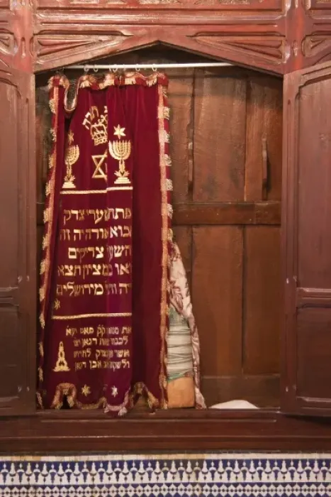 Framed Print : Religious scrolls in Fes synagogue, Morocco