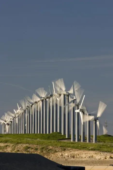 Framed Print : Renewable energy through wind power is collected via wind turbines in northern California s