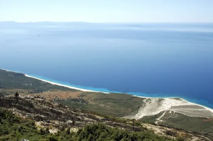 Framed Print : REPUBLIC OF ALBANIA. Drymades beach near Dh `rmiu on the Ionian coast, north of Himara