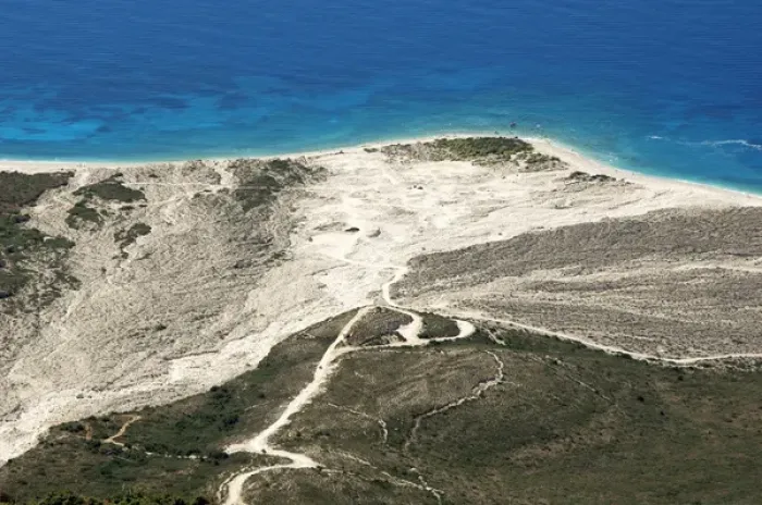 Framed Print : REPUBLIC OF ALBANIA. Drymades beach near Dh `rmiu on the Ionian coast, north of Himara