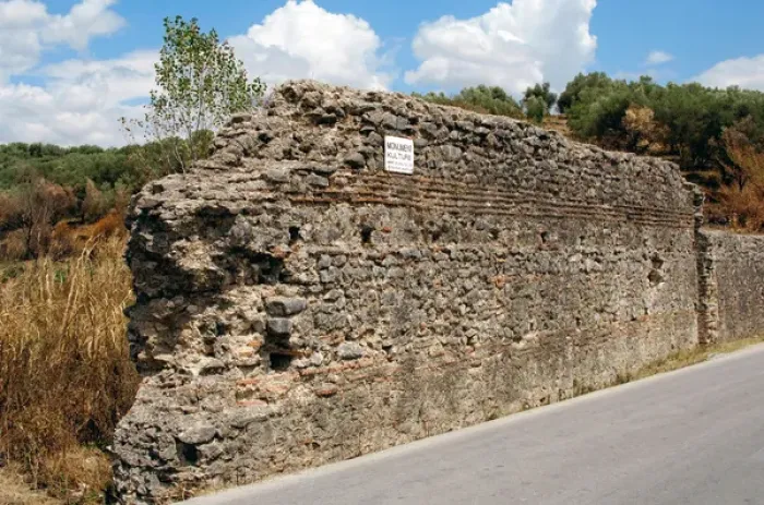 Framed Print : REPUBLIC OF ALBANIA. Stretch of wall along the road between Saranda and Mesopotam Framed Print : REPUBLIC OF ALBANIA. Stretch of wall along the road between Saranda and Mesopotam