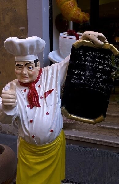 Restaurant statue of chef in Rome Italy Europe