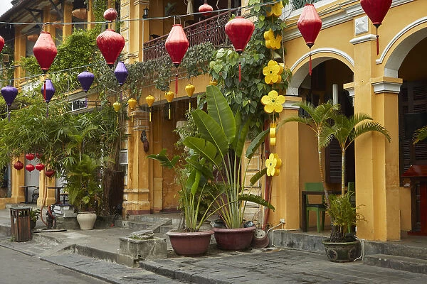 Restaurants and lanterns, Hoi An (UNESCO World Heritage Site), Vietnam
