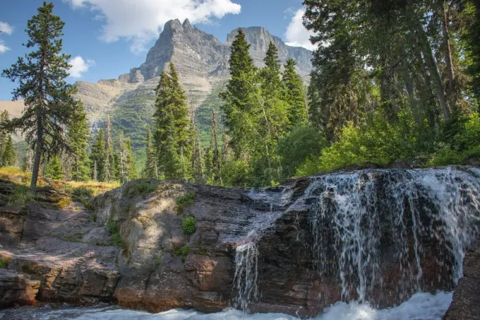 Framed Print : Reynolds Mountain and Virginia Falls, Glacier National Park, Montana, USA Framed Print : Reynolds Mountain and Virginia Falls, Glacier National Park, Montana, USA