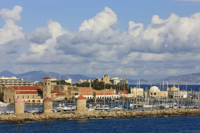 Framed Print : Rhodes Town Harbor. Rhodes. Greece