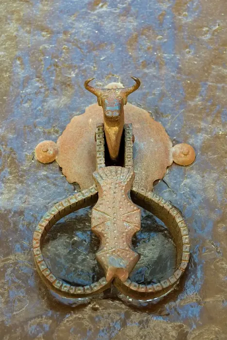 Framed Print : Rhonda, Spain. Bull door knocker