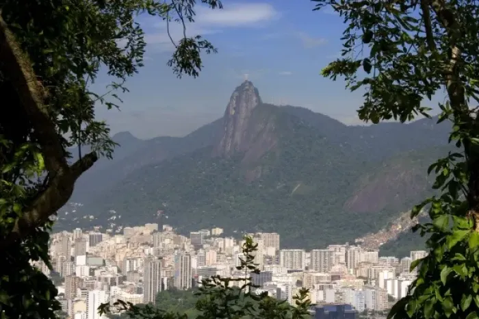 Framed Print : Rio de Janeiro, Brazil. Hillside with Christ statue Framed Print : Rio de Janeiro, Brazil. Hillside with Christ statue