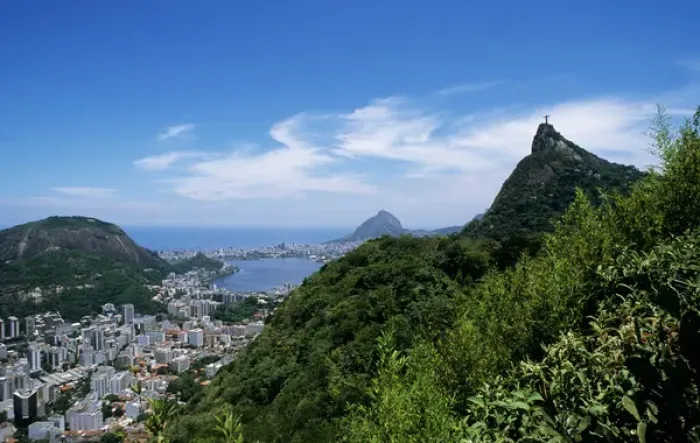 Framed Print : Rio de Janeiro, Brazil. View of the Christ Statue and Corcovado mountain with the city of Rio Framed Print : Rio de Janeiro, Brazil. View of the Christ Statue and Corcovado mountain with the city of Rio