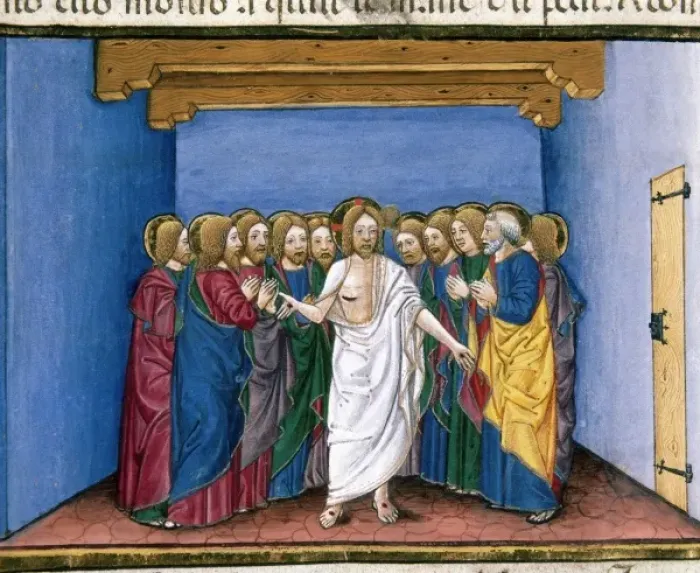 Framed Print : The risen Jesus appears to his disciples gathered in a house for fear of the Jews Framed Print : The risen Jesus appears to his disciples gathered in a house for fear of the Jews