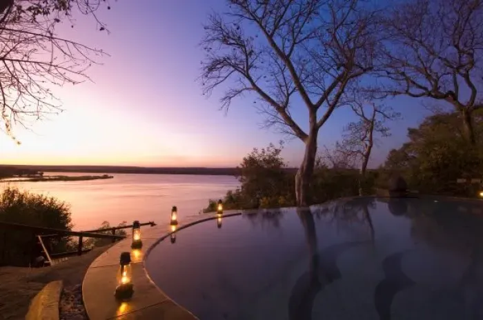 Framed Print : The River Club lodge, sunset on Zambesi River, Zambia Framed Print : The River Club lodge, sunset on Zambesi River, Zambia