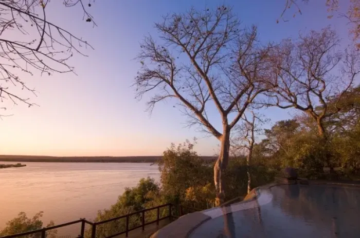 Framed Print : The River Club lodge, sunset on Zambesi River, Zambia Framed Print : The River Club lodge, sunset on Zambesi River, Zambia
