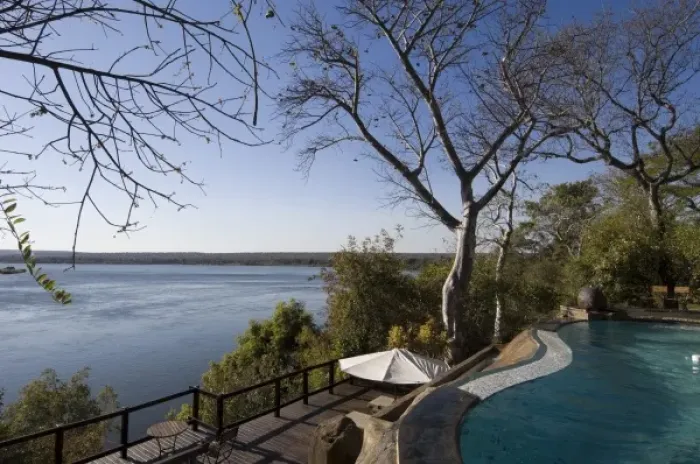 Framed Print : The River Club lodge, Zambesi River, Zambia