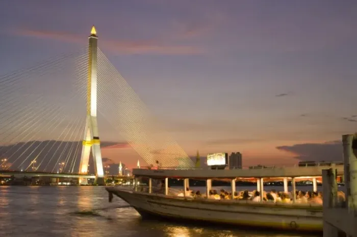 Framed Print : River ferry, Rama VIII Bridge Chao Praya River Bangkok Framed Print : River ferry, Rama VIII Bridge Chao Praya River Bangkok