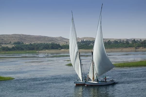 The River Nile and sailing boats used as transportation, Egypt