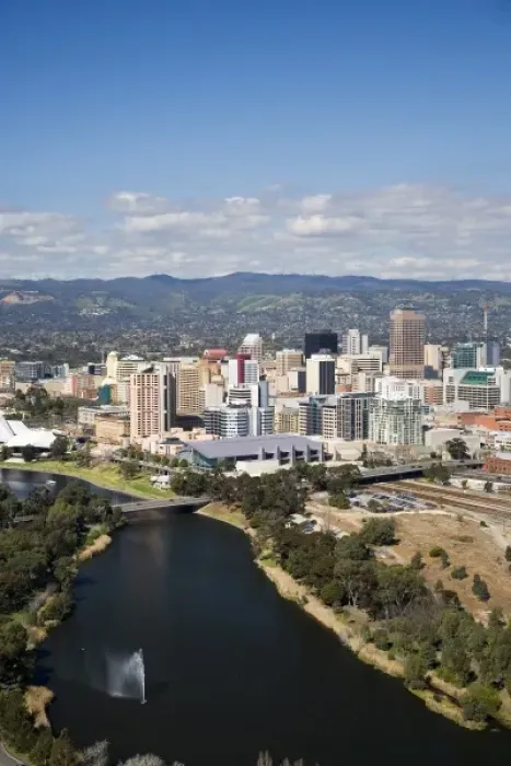 Framed Print : River Torrens and Central Business District, Adelaide, South Australia, Australia - aerial Framed Print : River Torrens and Central Business District, Adelaide, South Australia, Australia - aerial