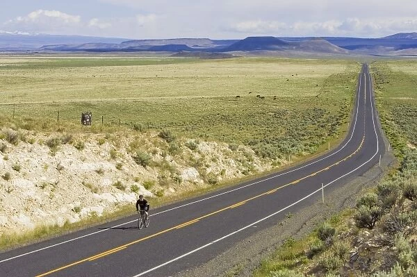 Road cycling along Highway 205 between Burns and Frenchglen Oregon (MR)