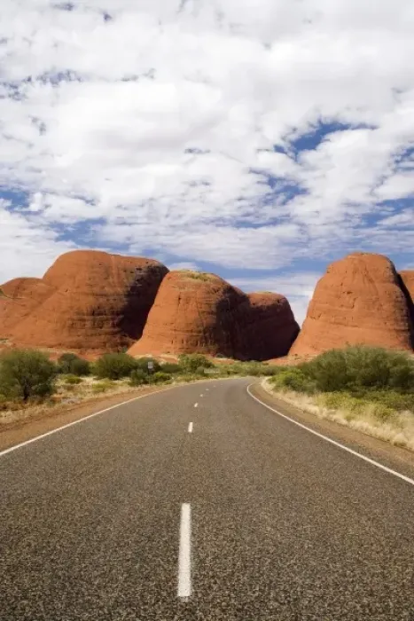 Framed Print : Road and Kata Tjuta, Uluru - Kata Tjuta National Park, World Heritage Area, Northern Territory