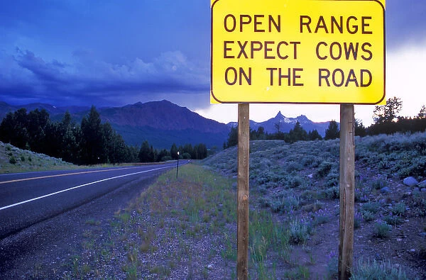 Road Sign on the Beartooth Highway in Wyoming