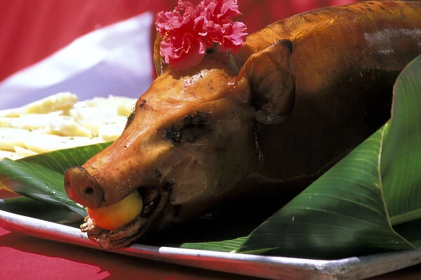 05. Roast Suckling Pig on platter, Society Islands, French Polynesia