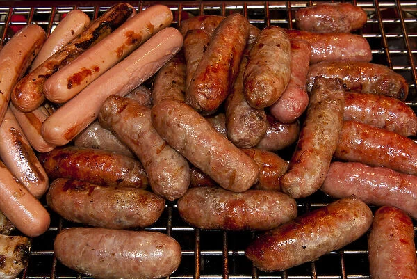 Roasted hot dogs and sausages
