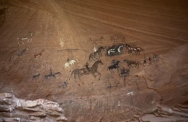 Rock art on canyon wall in Canyon de Chelly, AZ