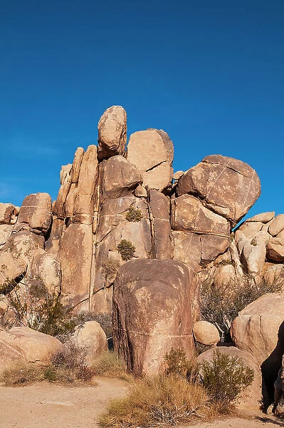 A rock formation in Hidden Valley in Joshua Tree National Park, California, USA