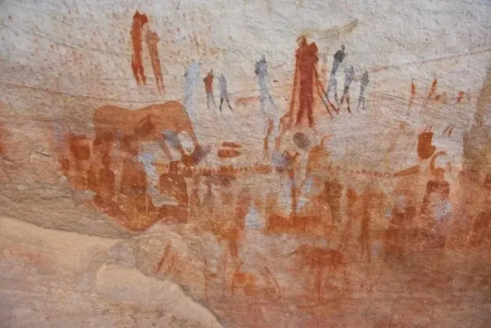 Framed Print : Rock paintings made by San Bushmen at Bushmans Kloof in Western Cape Province, South Africa Framed Print : Rock paintings made by San Bushmen at Bushmans Kloof in Western Cape Province, South Africa