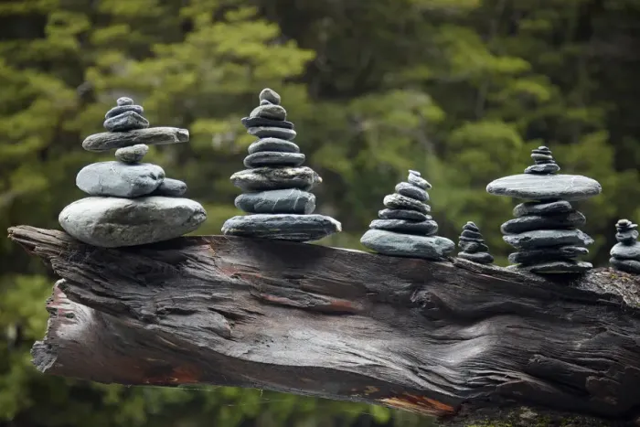 Framed Print : Rock stacks made by tourists by Fantail Falls, Hst Pass, Mt. Aspiring National Park