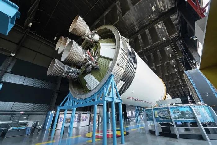 Framed Print : Rocketdyne J-2 engines on S-II (second stage) of Saturn V Moon Rocket. Davidson Center for Space Exploration: Saturn V Hall. U.S. Space and Rocket Center, Huntsville, Alabama