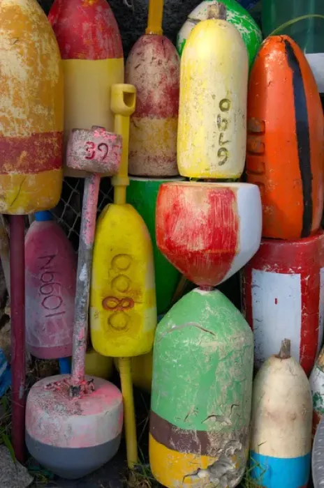 Framed Print : Rockport, Massachusetts, USA, old buoys gathered on Bearskin Neck Framed Print : Rockport, Massachusetts, USA, old buoys gathered on Bearskin Neck