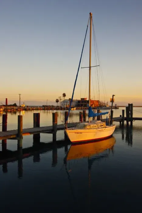 Framed Print : Rockport, Texas harbor at sunset