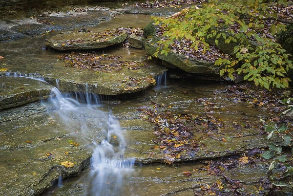Rocky Ledges with Waterfall in Clifty Creek Park, Indiana