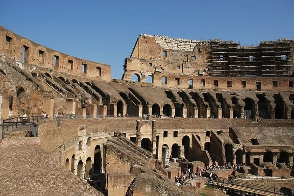 Roman Art. The Colosseum or Flavian Amphitheatre. Inside view. Rome. Italy