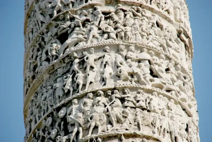Framed Print : Roman Art. Column of Marcus Aurelius (180 AD ). Doric column, with a spiral relief