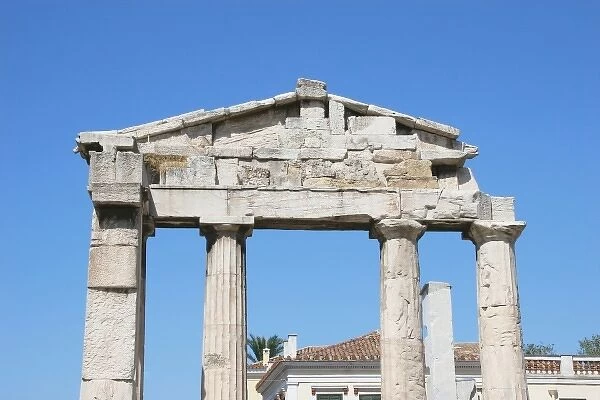 Roman Art. Roman Agora. Remains of the gate into the Roman Forum. Athens, Central Greece
