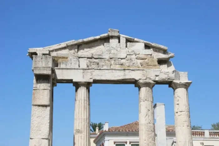 Framed Print : Roman Art. Roman Agora. Remains of the gate into the Roman Forum. Athens, Central Greece Framed Print : Roman Art. Roman Agora. Remains of the gate into the Roman Forum. Athens, Central Greece