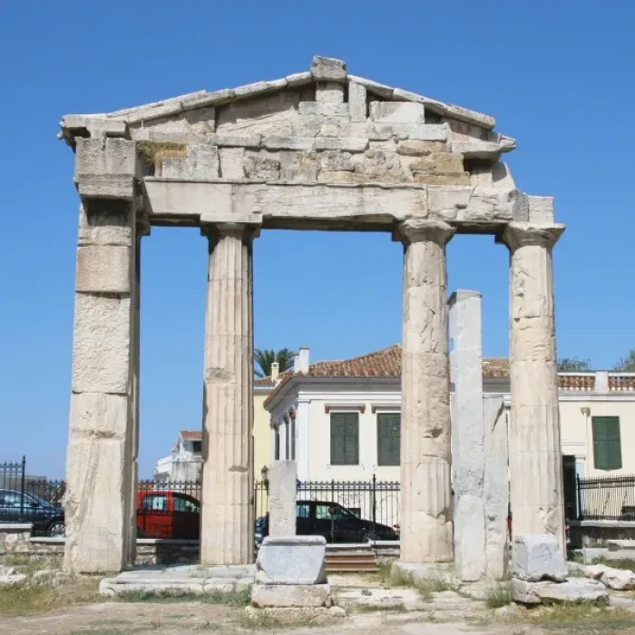 Framed Print : Roman Art. Roman Agora. Remains of the gate into the Roman Forum. Athens, Central Greece Framed Print : Roman Art. Roman Agora. Remains of the gate into the Roman Forum. Athens, Central Greece