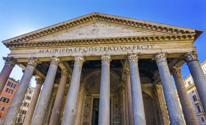 Framed Print : Roman Columns Pantheon, Rome, Italy. Rebuilt by Hadrian in 118 to 125 AD Became oldest Framed Print : Roman Columns Pantheon, Rome, Italy. Rebuilt by Hadrian in 118 to 125 AD Became oldest