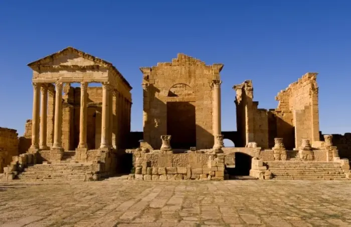 Framed Print : Roman ruins of Sufetula in town of Sbeitla in Tunisia in Northern Africa