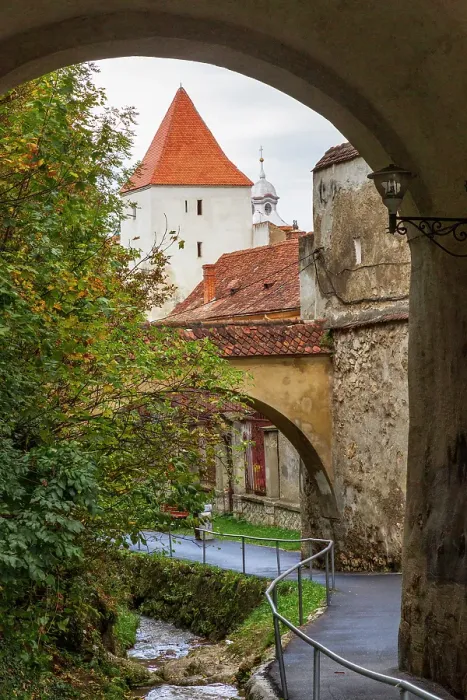 Framed Print : Romania Brasov. The alley behind walls Framed Print : Romania Brasov. The alley behind walls