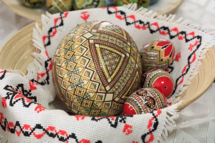 Framed Print : Romania. Bukovina, Moldovita, Renowned for painted eggs decorative for Easter holidays