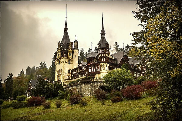 Romania, Carpathian Mountains, Prahova County, Sinaia. Peles Castle, Castelul Peles. Neo-Renaissance castle between Transylvania and Wallachia